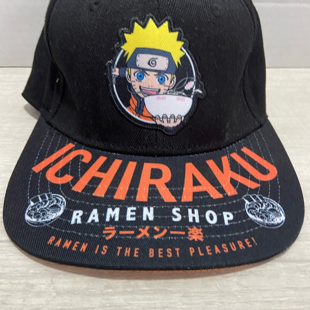 Men's Hat. Snapback. Black & Orange "Ramen Noodle"  Anime Fans Naruto